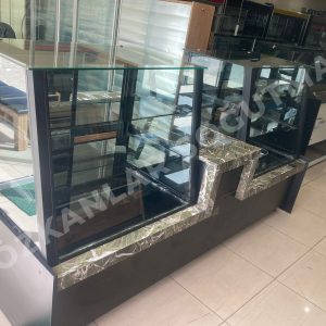 2.5 Metre Kasa Bankolu Siyah Pastane Dolabı